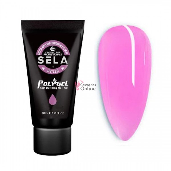 PolyGel UV LED pentru unghii false SELA Profesional de 30ml Cod 008 Roz Transparent